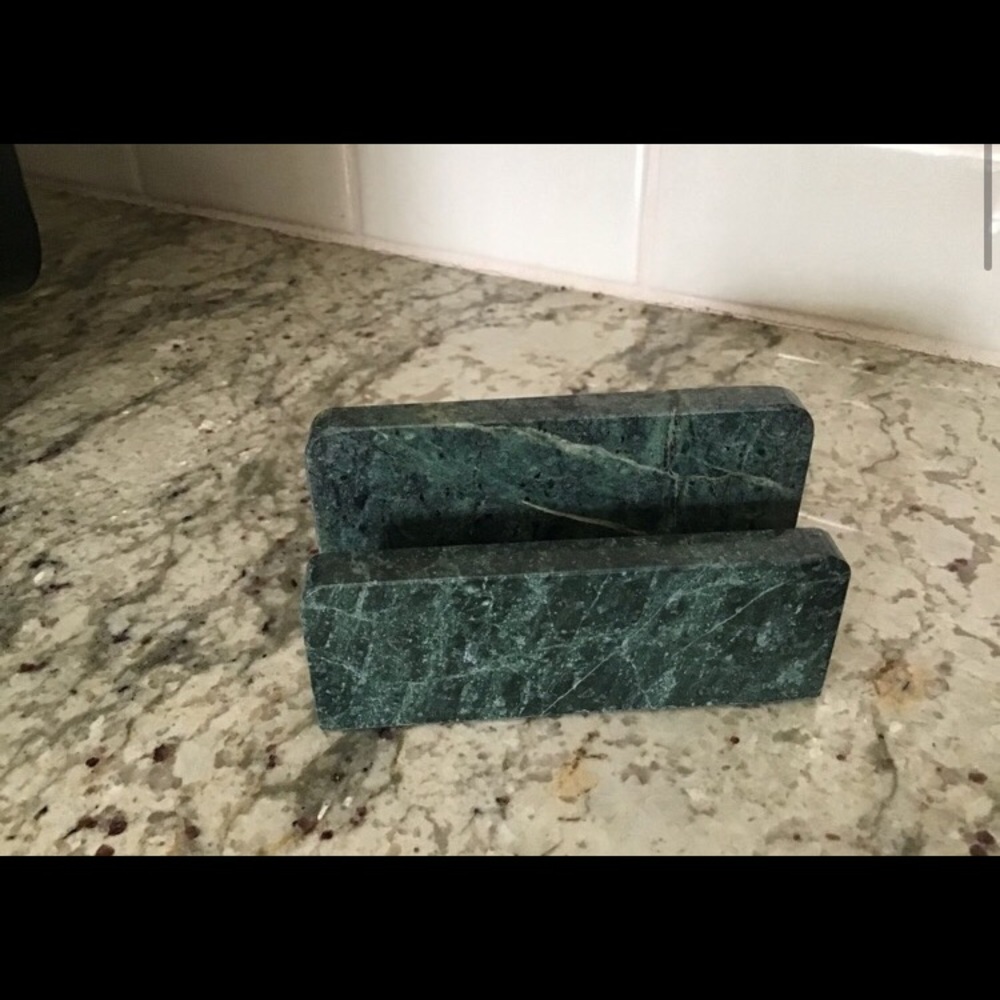 Green marble business card holder